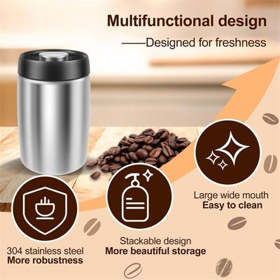 Coffee Sealed Jar Vacuum Stainless Steel Tea Storage Can Moisture Proof Sealed Tea Storage Container for Home and Office