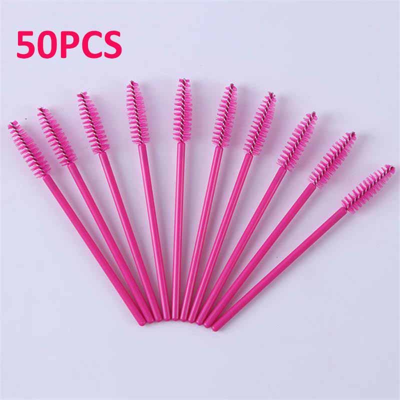 50Pcs Disposable Eyelash Spiral Brush Eyebrow Brush Eyelash Extension Comb Make Up Tool Travel Business Portable