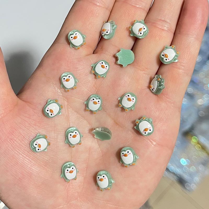100pcs Cute 9mm Resin Mini Penguin Series Flat Back Stone Figurines DIY Wedding Scrapbook Accessories