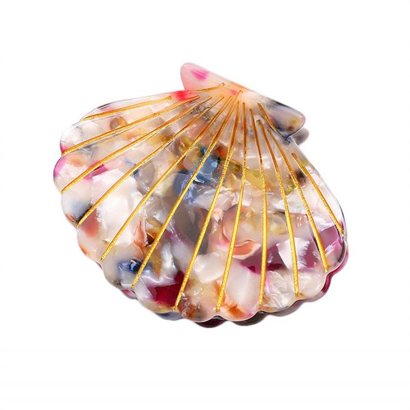 

[Cute Hair Claw] Minimalist Cute Shell Design Hair Claw Banana Clip Non Slip Hairgrip Hair Accessory квітковий