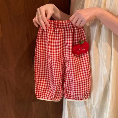 2026 New Toddler Girl Plaid Casual Pants - Spring/Summer Thin, Loose, Mosquito-Repellent