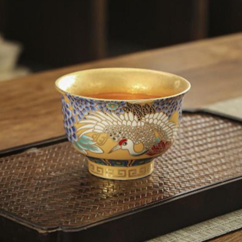 Suet Jade Gilt Master Cup Ruihe Chengxiang Arhat Cup High-end Gold Cup Kung Fu Tea Set Light Luxury Household Tea Cup