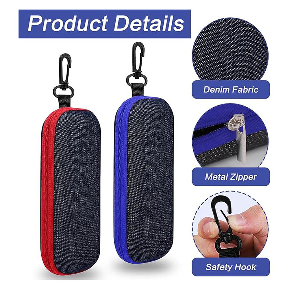 4Pcs Glasses Case With Zip And Carabiner Hook For Men And Women