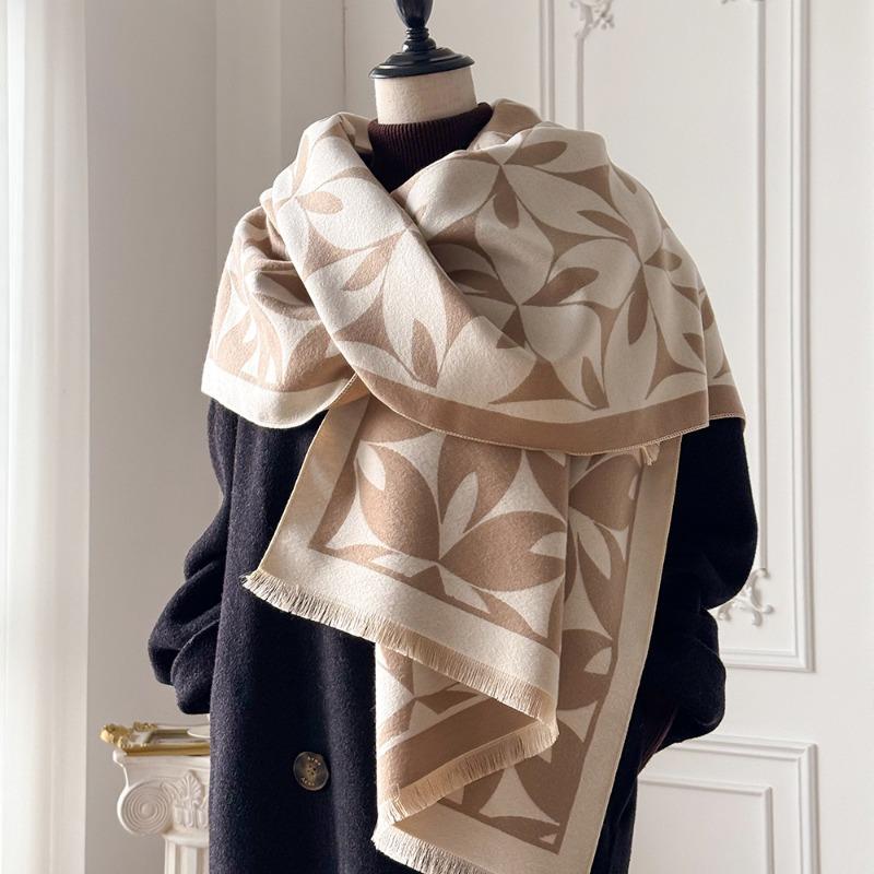 Design sense versatile accessories large shawl thickened warm scarf elegant celebrity shawl outer scarf
