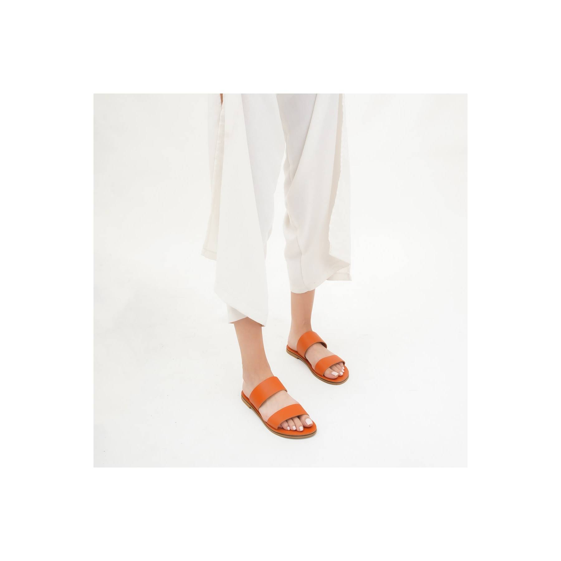 

Women s Handmade Genuine Leather Orange Bodrum Slippers Comfort Casual Quality Style Light Sandals