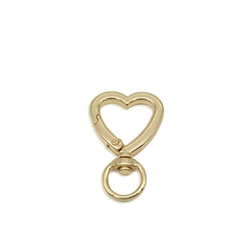 5Pcs Plated Heart Shape Rotation Lobster Alloy Spring Buckle Clasps Key Ring Holder Hook Carabiner for Jewelry Making Key Chains