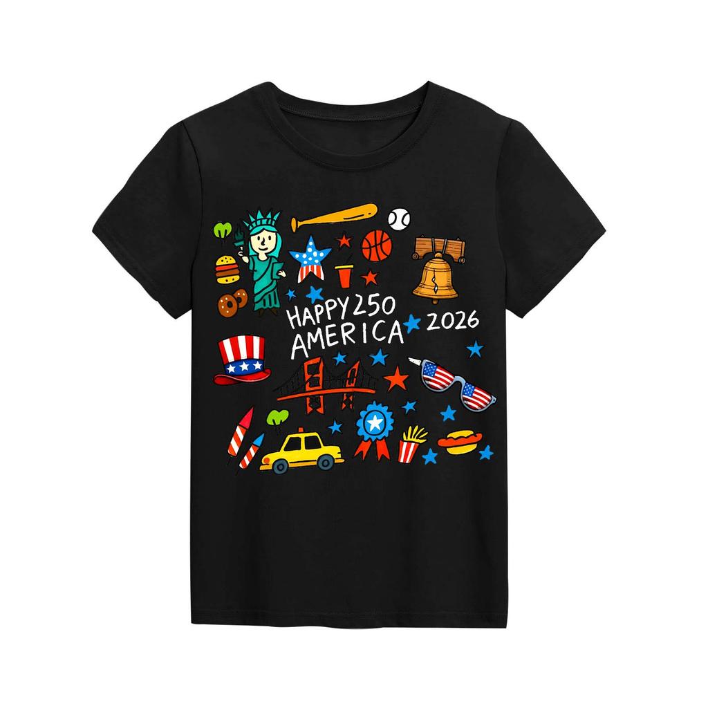 Modieuze tops met ronde hals, korte mouwen en print voor kinderen, zomertops