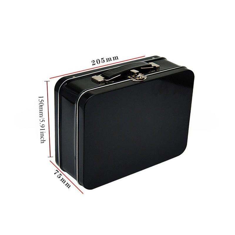 

Hand-carried lock tin box lunch box Christmas gift handbag free gift storage box square food container чорний