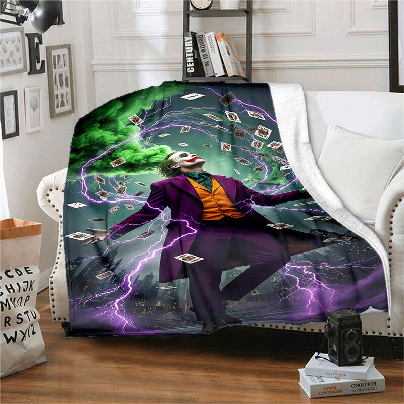 1pc Joker: Chaos In the City Cartoon Blanket,Portable Throw for Travel & Camping, All Season Cozy Blanket,Ideal Gift