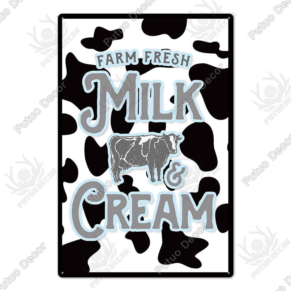 Decor Cow Vintage Tin Sign Retro Metal Sign Decorative Plaque Farm House Shop Garage Wall Decor Cow Posters