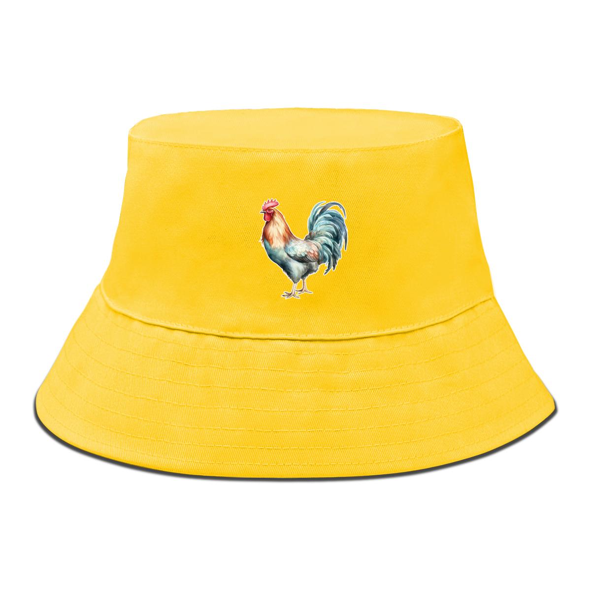 

Панама с реалистичным принтом петуха, женская шляпа с животным, защита от солнца, унисекс, повседневная, шляпа-ведро as the picture жёлтый