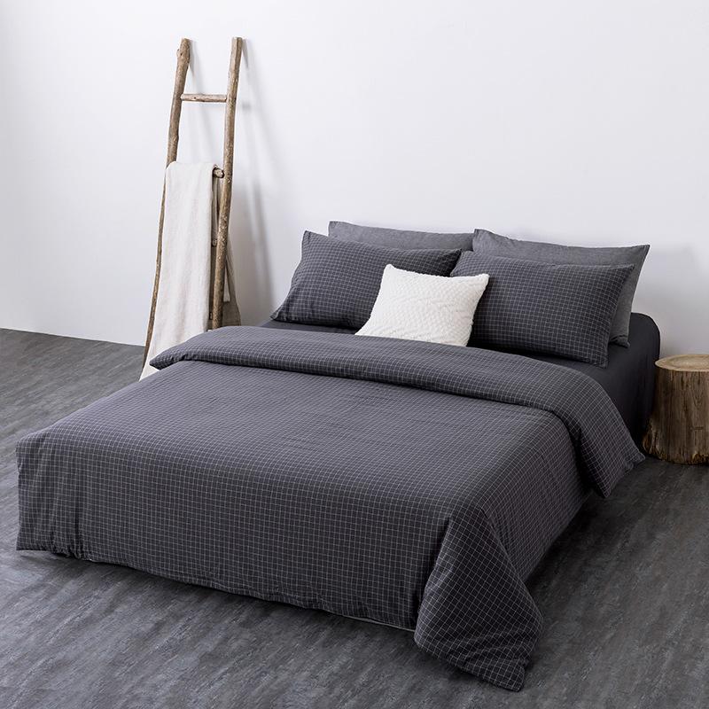 Class A Washed Cotton 4-piece Set King Duvet Cover Queen Size Option Pure Cotton Bed Sheet Pillows Zipper Closure Solid Color EU