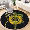 1pc Guitar Sunflower Office Round Area Rug, Indoor Mat Suitable ForOffice, Under Office Chairs Bedroom Living Room Home Decor, Room Deco T181