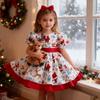 Red & Green Sequin Christmas Dress: Santa Claus Snowflake Costume, Girls' Mesh Princess Dress