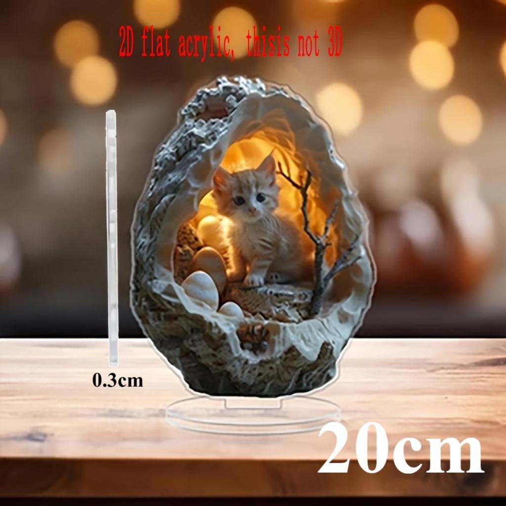 Cute Cat Pattern, 2D Flat Acrylic, Desktop Decoration, Suitable for Living Room, Bedroom, Gifts, Christmas, Halloween