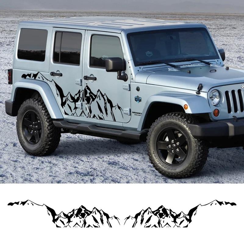 Car Side Stickers for Jeep Wrangler JK JL TJ YJ Mounta Model Automobile Door Vinyl Film Trim Decals Auto External Accessories