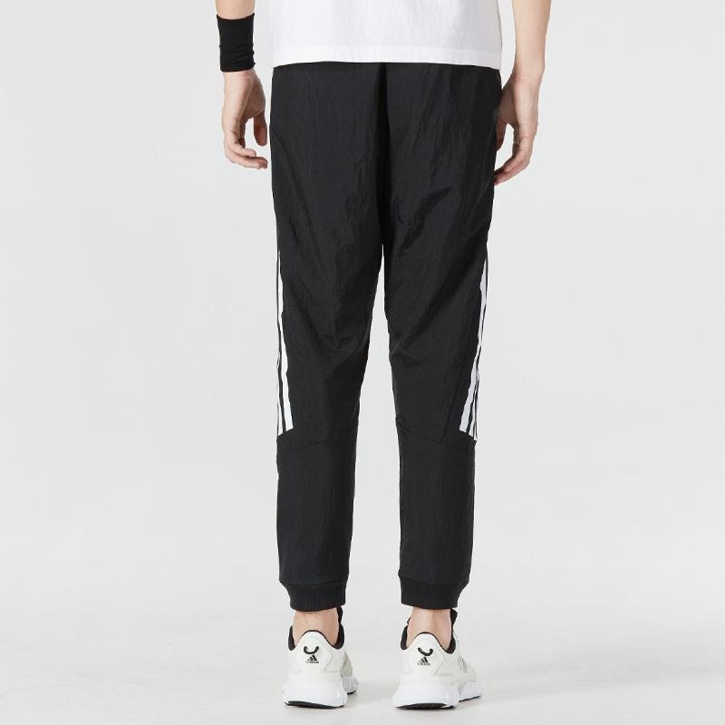 Adidas Striped Logo Jogger Weave Pants Men Bottoms Black HK2143