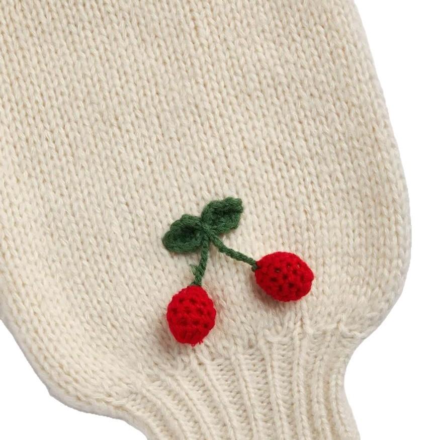 Autumn and Winter V-neck Sweater Versatile Cardigan Loose Trend Cherry Decoration Single-breasted Knitted Jacket Top Women
