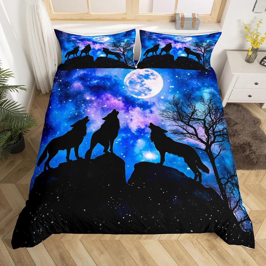 Aurora Duvet Cover Queen Size Polar Bear Arctic Animal Quilt Cover Fantasy Galaxy Sky Bedding Kids Bedroom Decor 3 Piece Set