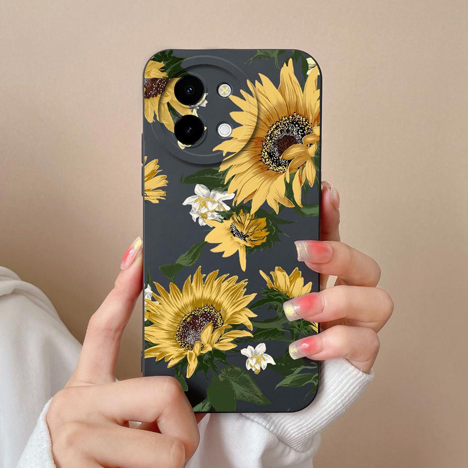 For Vivo Y38 5G Cases Love Heart Flowers Liquid Silicone TPU Shockproof Cover For VivoY200i VivoT3x Prevalent Coque Funda Shell