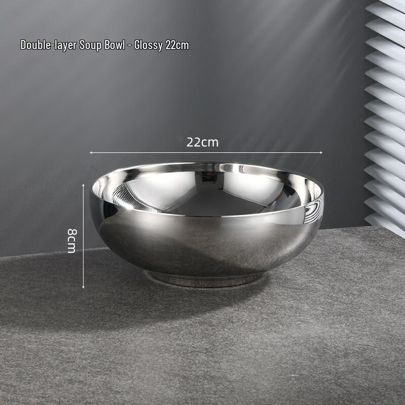 ZISIZ Double-Layer Insulated Stainless Steel Soup Bowl