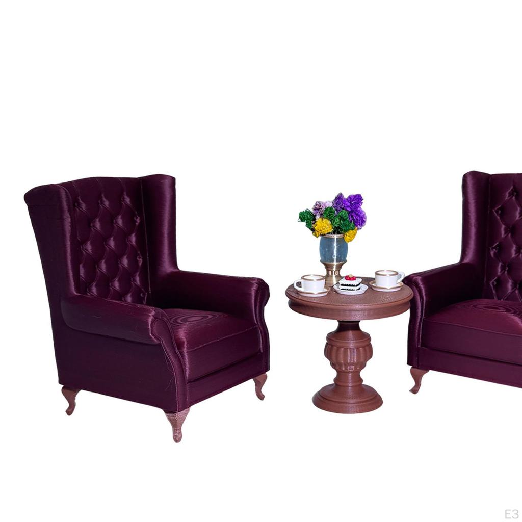 American Dollhouse Miniature Sofa Set, Micro Furniture Decoration, 1:12 Room Scene, Set