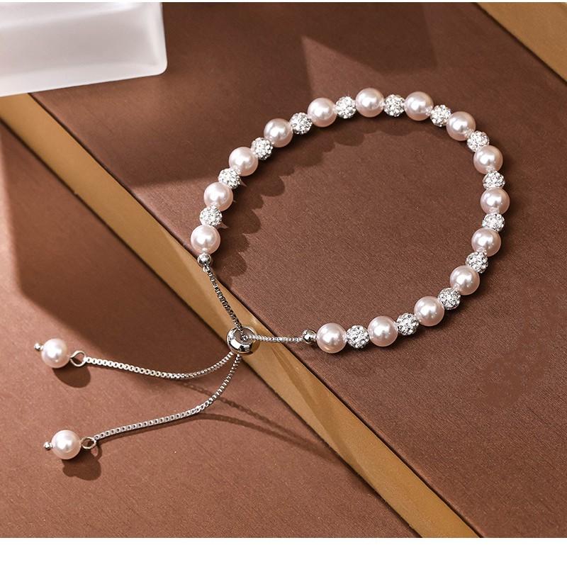 Handmade Rose Purple Pearl Bracelet With Starry Sky Beads Geometric Design Women Elegant Minimalist Jewelry