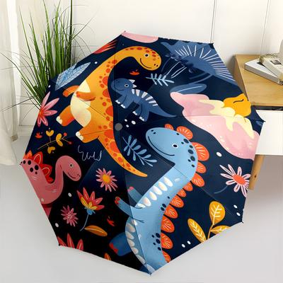 Dinosaurs, Flowers- Automatic Umbrella,Suitable for Men and Women, Outdoor Accessories, Suitable for Birthdays 0975b