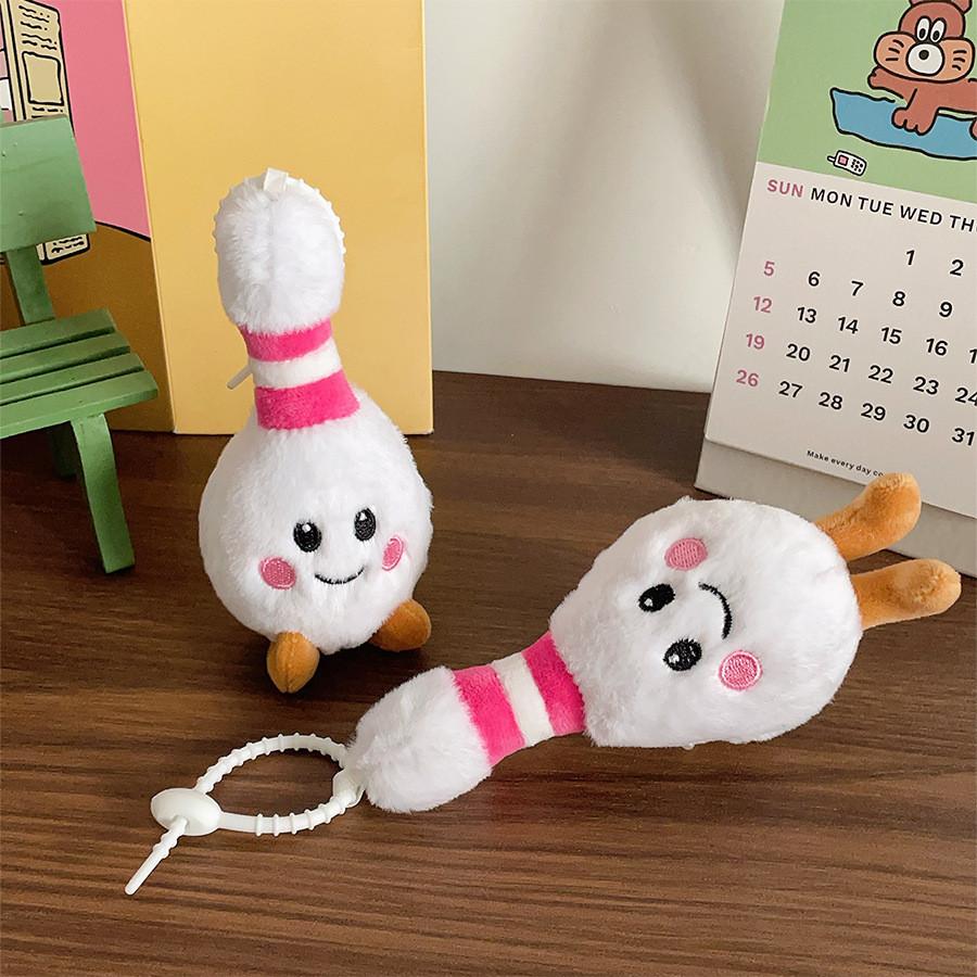 Smiling Expression Cute Bowling Cartoon Plush Toy Pendant For Bag Decoration