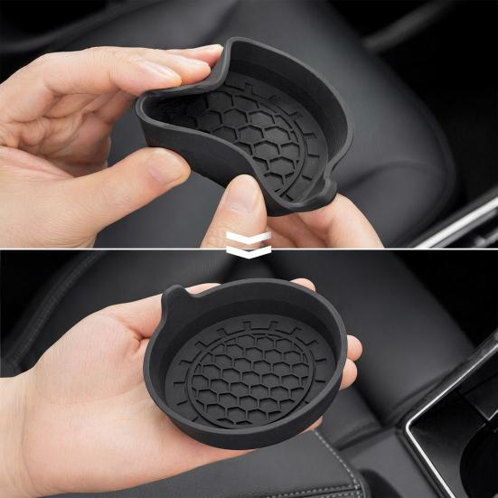 Car Cup Holder Mat, Non-Slip Silicone Coaster with Raised Edge, Anti Rattle Cup Pad for Auto Drink Holder