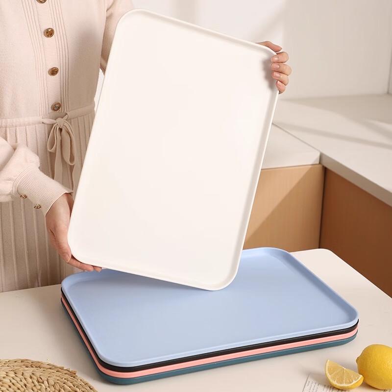 Thickened Large Rectangular Straw Tea & Storage Tray