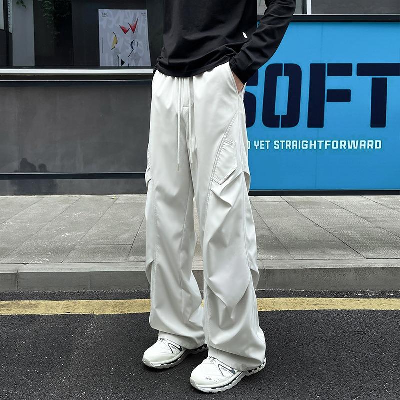 Men Loose Straight Baggy Casual Parachute Cargo Work Long Pants