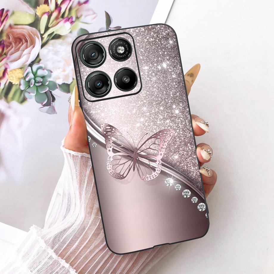 Etui do Motorola Moto G17 Power G15 Power MotoG15 Miękki Czarny Silikonowy Pokrowiec Malowanie Kwiatowe Motyl Smok Kot Funda
