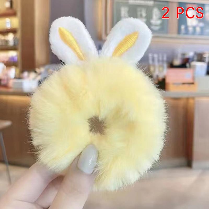 2 Stücke Niedliche Süße Hasenohren Haarseil Für Frauen Mädchen Candy Farbe Scrunchies Elastische Gummibänder Pferdeschwanz Haarschmuck