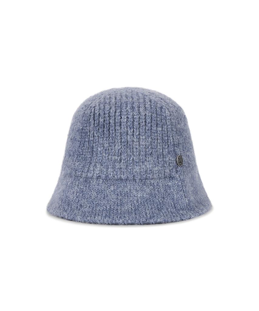 Bajal Va Curved Oval Metal Washed Knit Bucket Hat Soft Blue