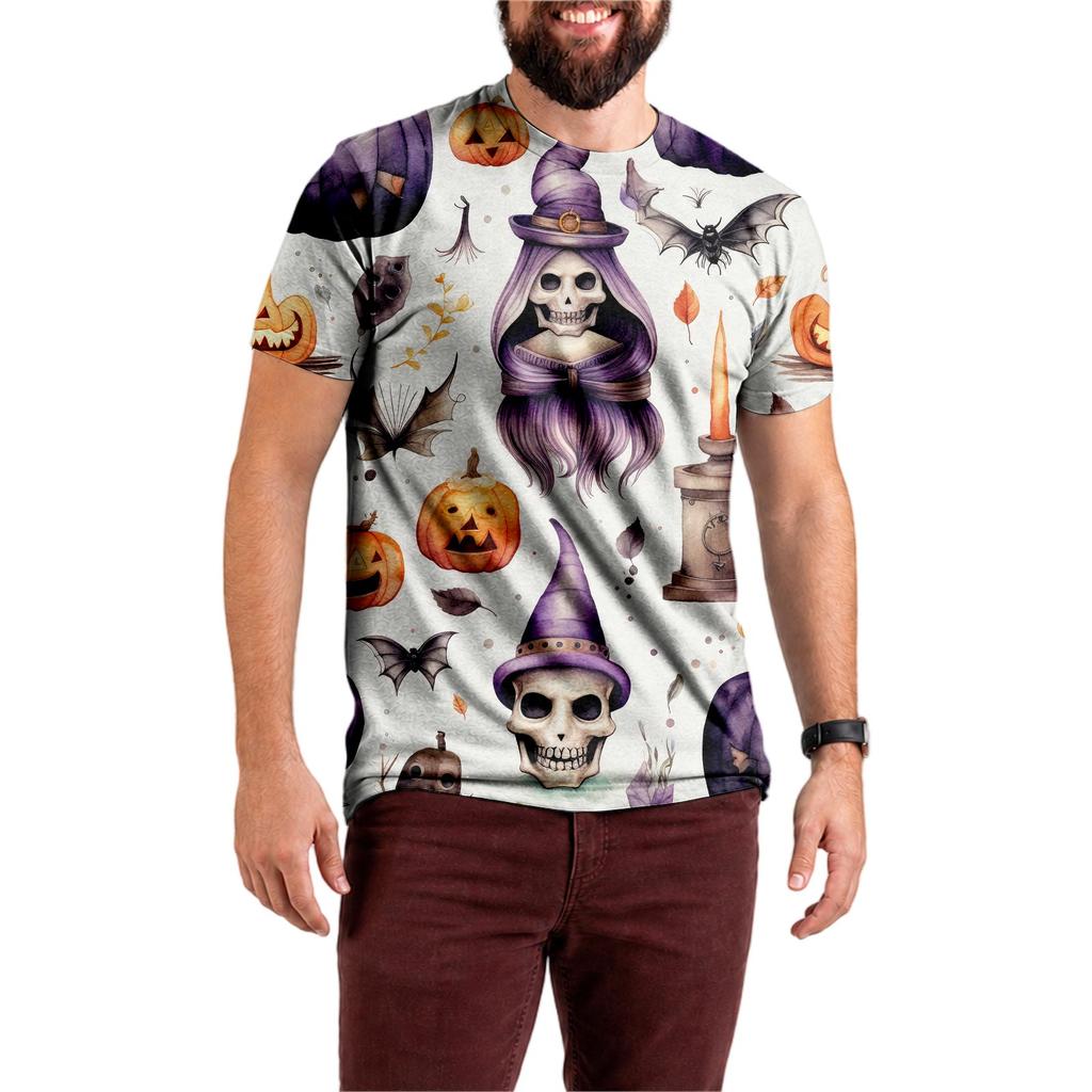 Unisex Halloween T-Shirt All-Over Print with Cute Pumpkin Design for Party and Holiday
