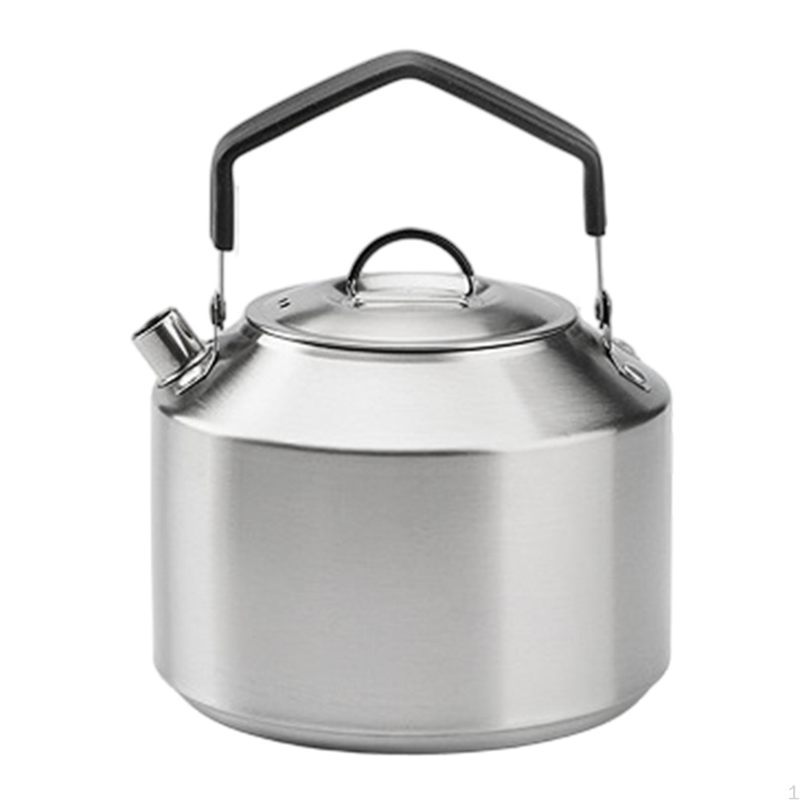 

Походный чайник для костра, легкий чайник для воды на открытом воздухе для путешествий Silver 1.5L