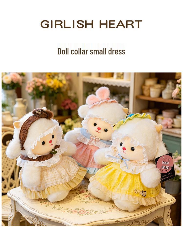 Adorable Lolita Sheep Plush Doll Dress-Up Toy & Cushion