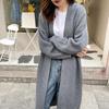 Lässiger Stil Langer Übergröße V-Ausschnitt Strickcardigan für Herbst und Winter Neuer Lockerer Einfarbiger Eleganter Pullover Damenmantel