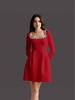Elegant Rhinestone Square Neck Long Sleeve Bandage Dress for Women