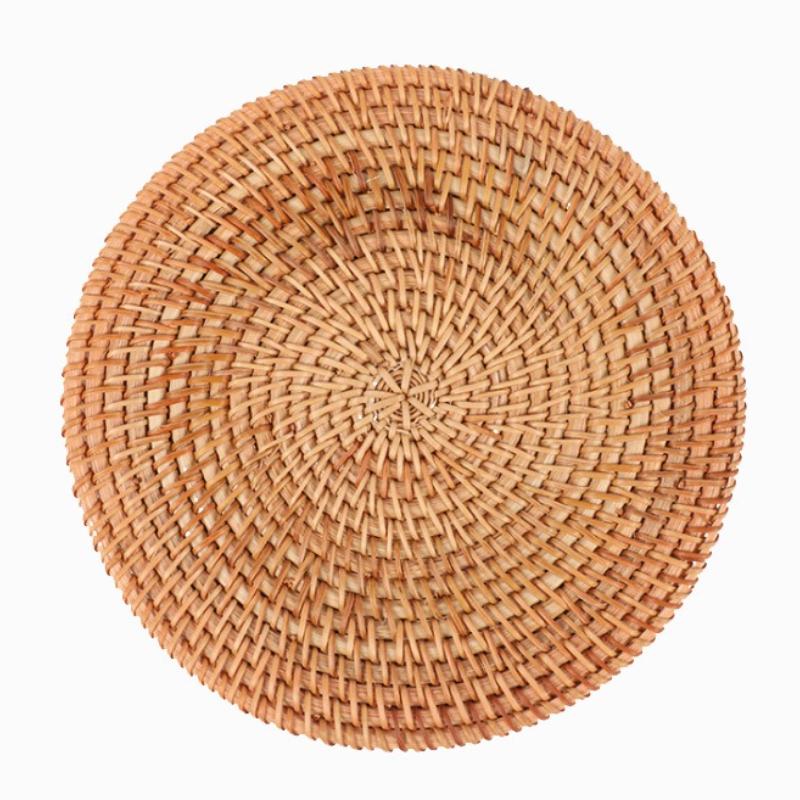 Gewebtes Rattan Teeuntersetzer Rund Naturrattan Tassenuntersetzer Handgewebt Hitzebeständige Tischsets Tischunterlage Küche