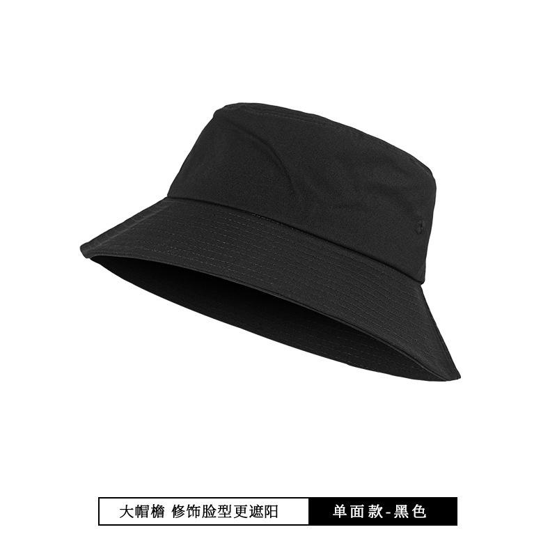 Black Bucket Hat Men's Summer Hat Sun Hat Women's Big Head Circumference Sun Protection Double-sided Men's Sun Hat Thin