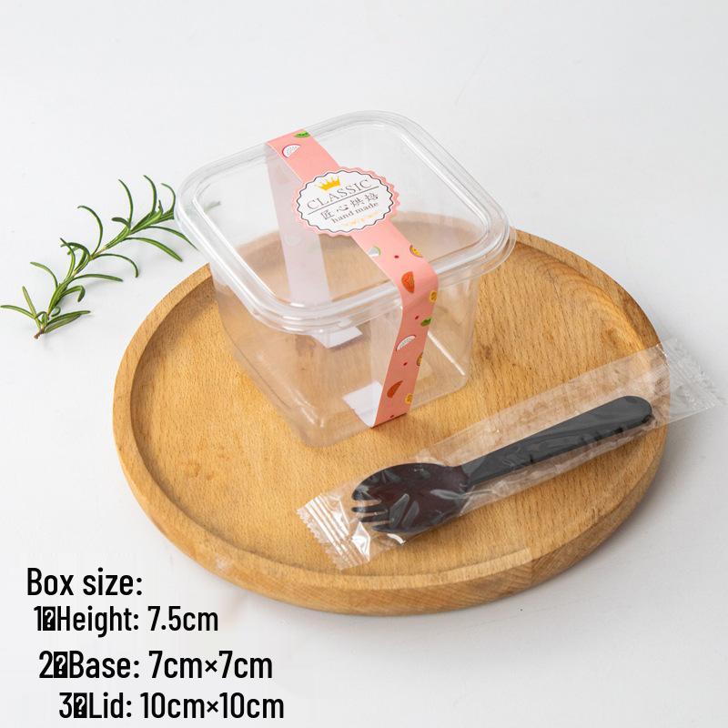 Square Mousse Soy Milk Cake Box: Wooden Cup Packaging for Tiramisu and Dessert Baking
