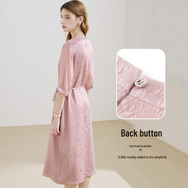 TUHUANG 19 Momme Silk French Style A-Line Dress