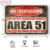 Area 51 No Entry Metal Sign, Vintage Top Secret Tinplate Poster, Funny Alien Warning Decor for Man Cave
