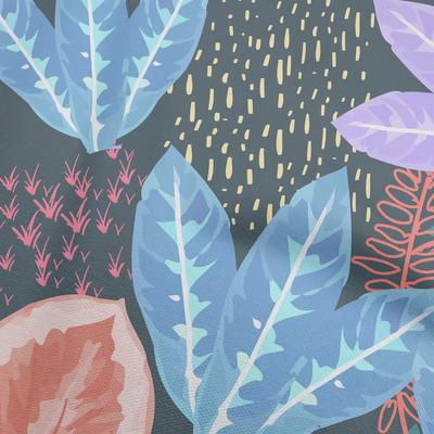 Cotton Flex Dark Teal Blue Fabric Tropical Leaves Quilting Supplies Print Sewing Fabric By The Yard 40 Inch
