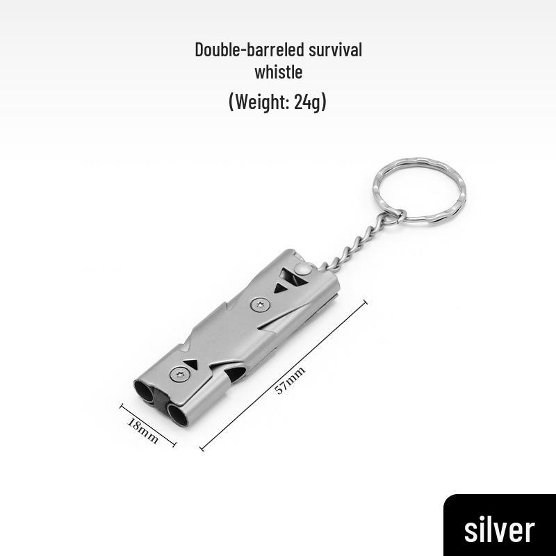 

Высокодецибельный двухтрубный свисток для выживания из нержавеющей стали для спасения на открытом воздухе