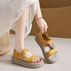 Spring New Fashionable and Simple Open-toed Round Head Thick Sole with Two Women Wearing Beach Sandals