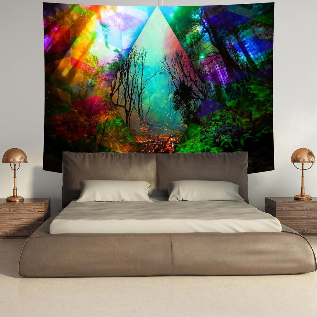 Delur Forest Tapestry Tree of Life Tropical Rainforest Tapestry Wall Hanging Colorful Nature Landscape Mystical Psychedelic Spiritual Headboard for