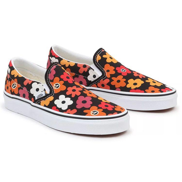 Vans Classic Slip-On Flower Print Unisex Sneakers Multi-Color Black VN0A3UT7BML
